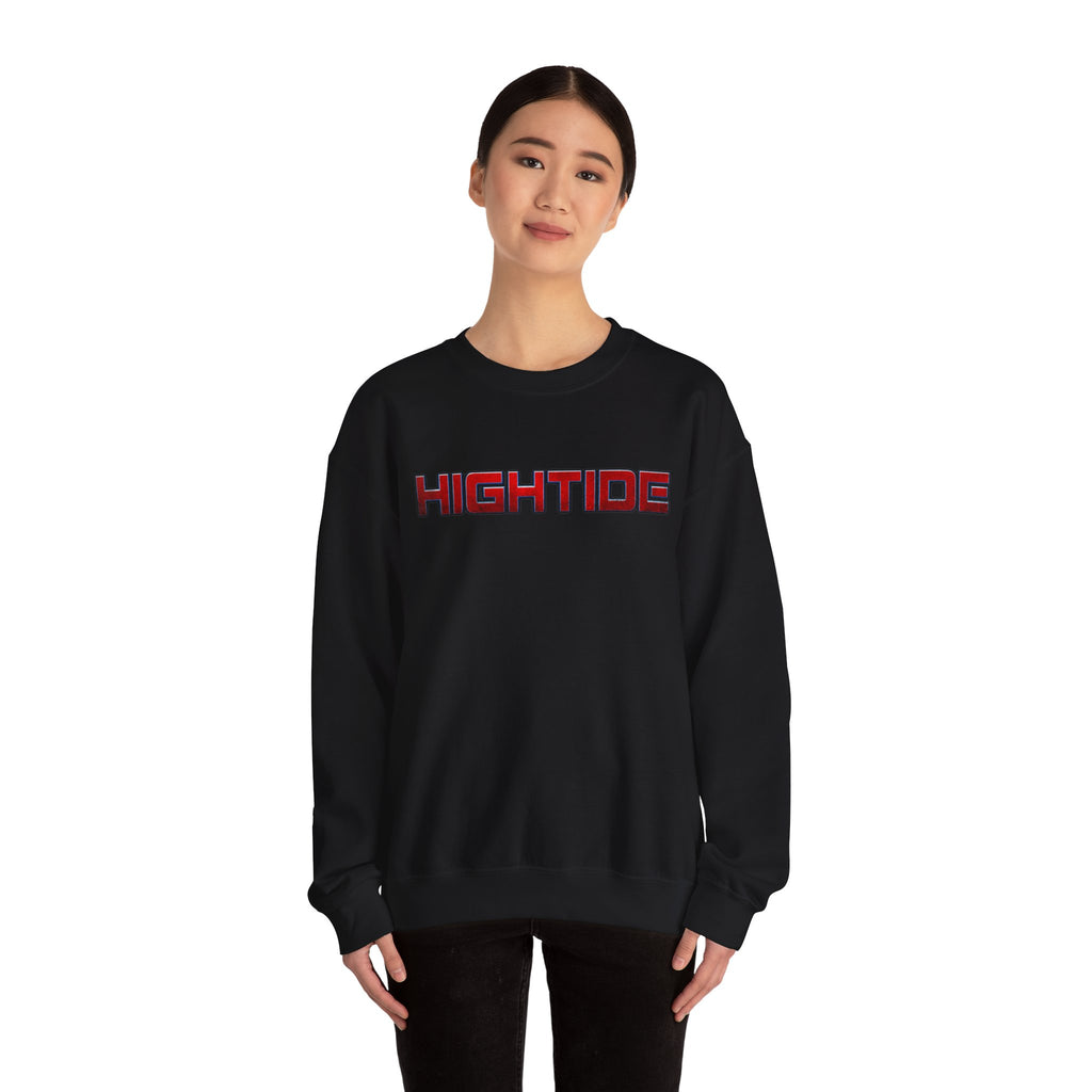 Cozy Unisex Crewneck Sweatshirt - HIGHTIDE Graphic, Beach Vibes, Gift for Him/Her, Casual Chic, Winter Layering
