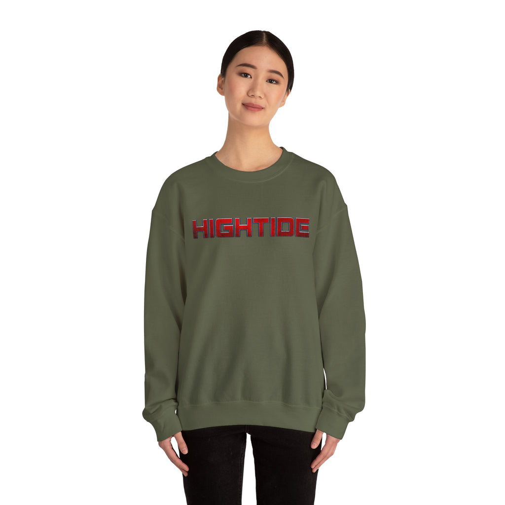 Cozy Unisex Crewneck Sweatshirt - HIGHTIDE Graphic, Beach Vibes, Gift for Him/Her, Casual Chic, Winter Layering