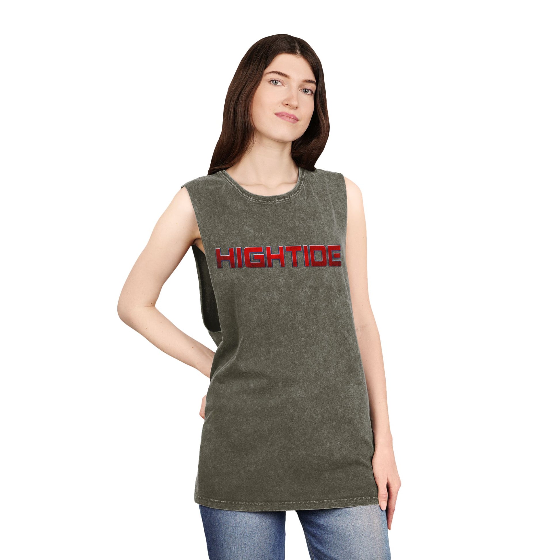 Vintage Stonewash Tank Top - Hightide Beachwear, Unisex Summer Tee, Casual Gym Shirt, Perfect for Vacations & Outdoor Activities