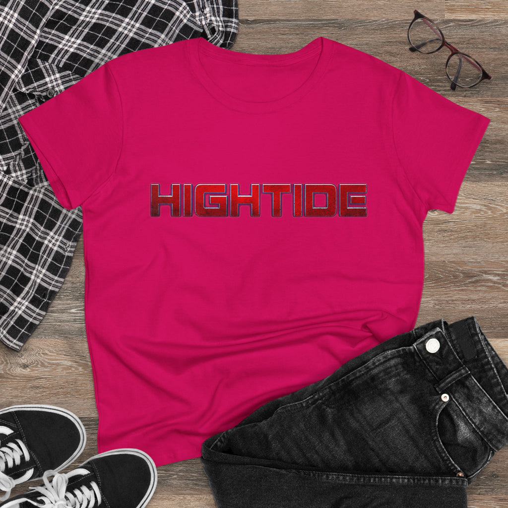 High Tide Women's Midweight Cotton Tee, Casual Beachwear, Summer Shirt, Gift for Ocean Lovers, Trendy Graphic T-Shirt