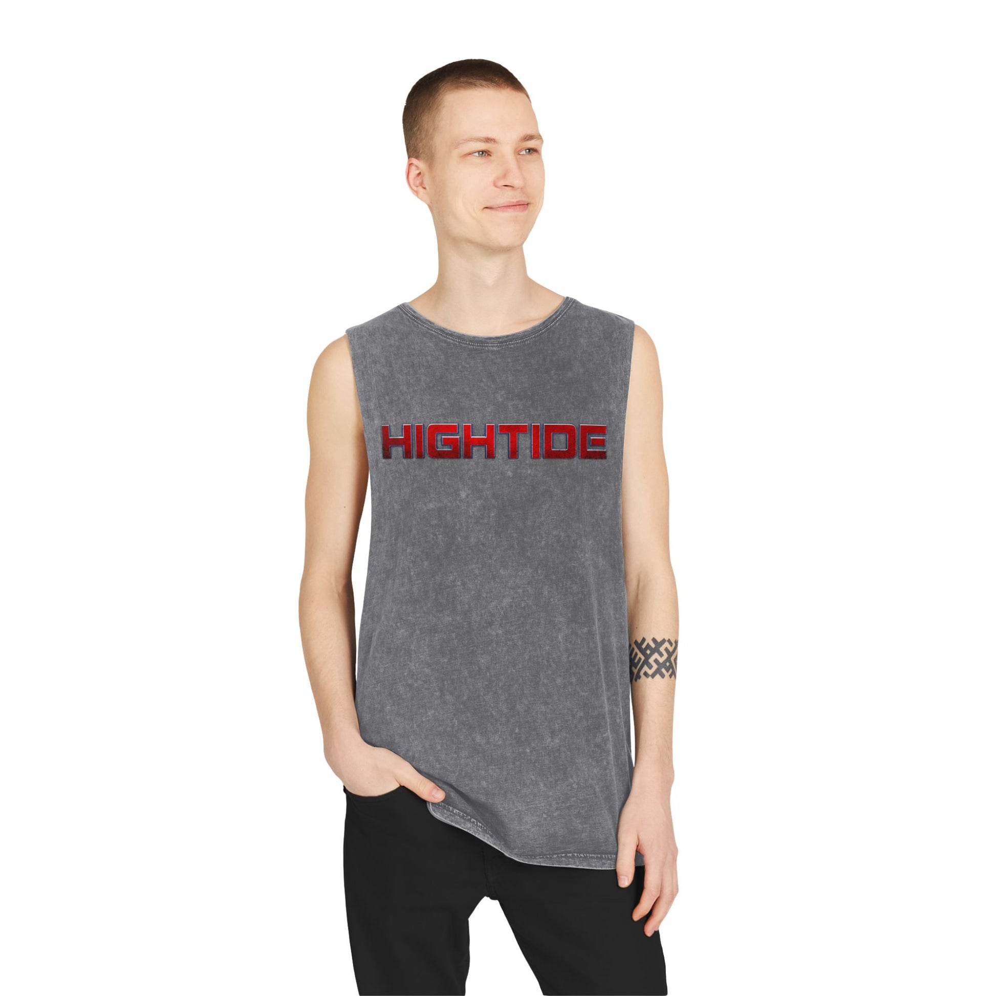 Vintage Stonewash Tank Top - Hightide Beachwear, Unisex Summer Tee, Casual Gym Shirt, Perfect for Vacations & Outdoor Activities