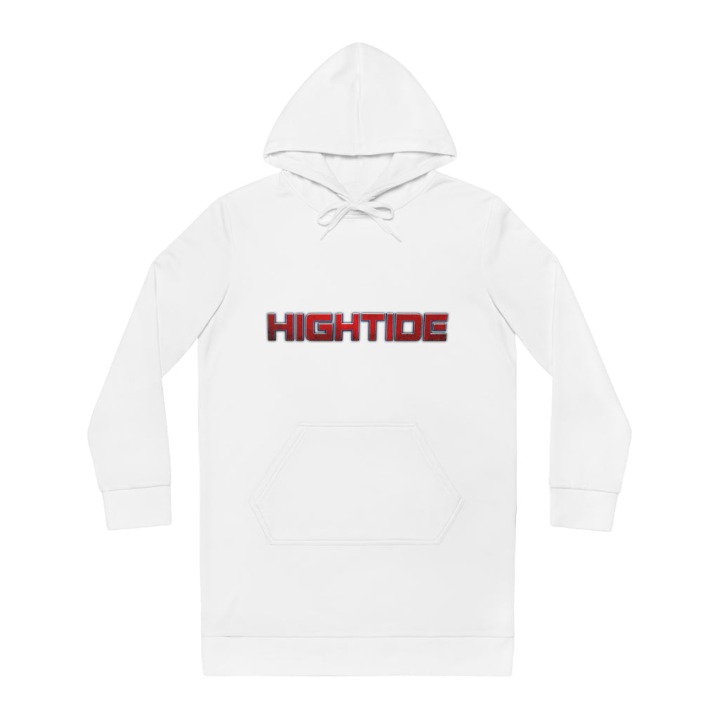 Chic Women's Hoodie Dress with HIGHTIDE Print, Cozy Fashion, Casual Wear, Beach Style, Travel Outfit, Perfect Gift