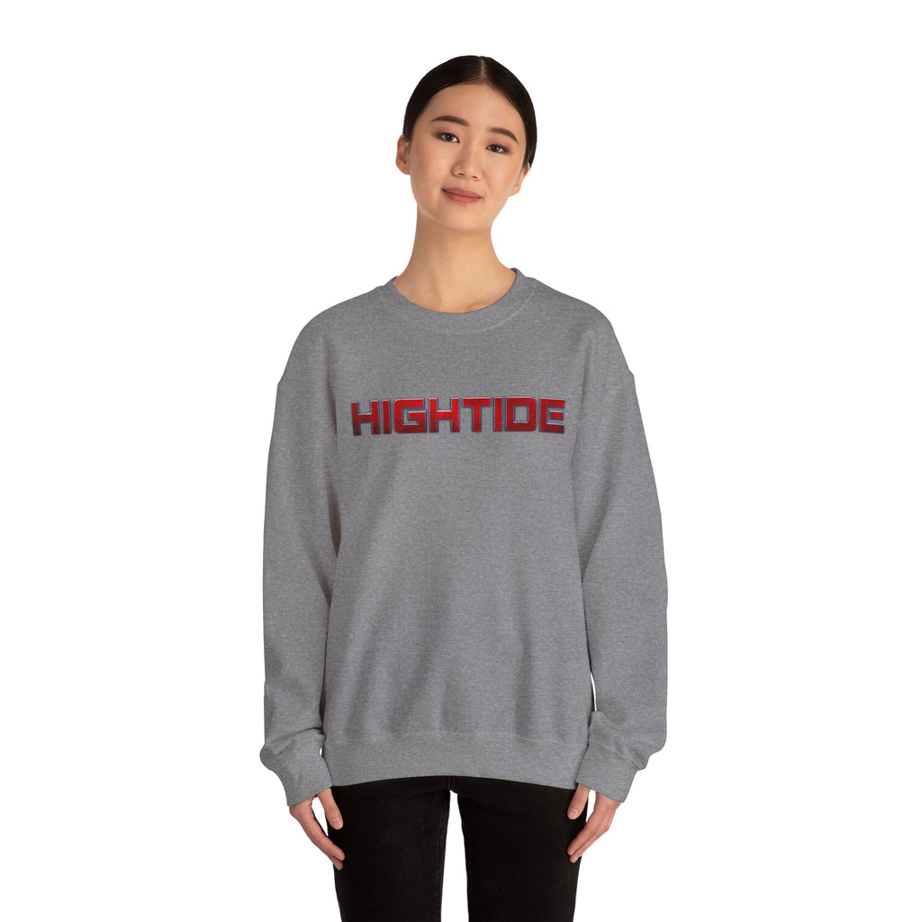 Cozy Unisex Crewneck Sweatshirt - HIGHTIDE Graphic, Beach Vibes, Gift for Him/Her, Casual Chic, Winter Layering