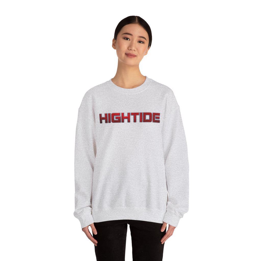 Cozy Unisex Crewneck Sweatshirt - HIGHTIDE Graphic, Beach Vibes, Gift for Him/Her, Casual Chic, Winter Layering