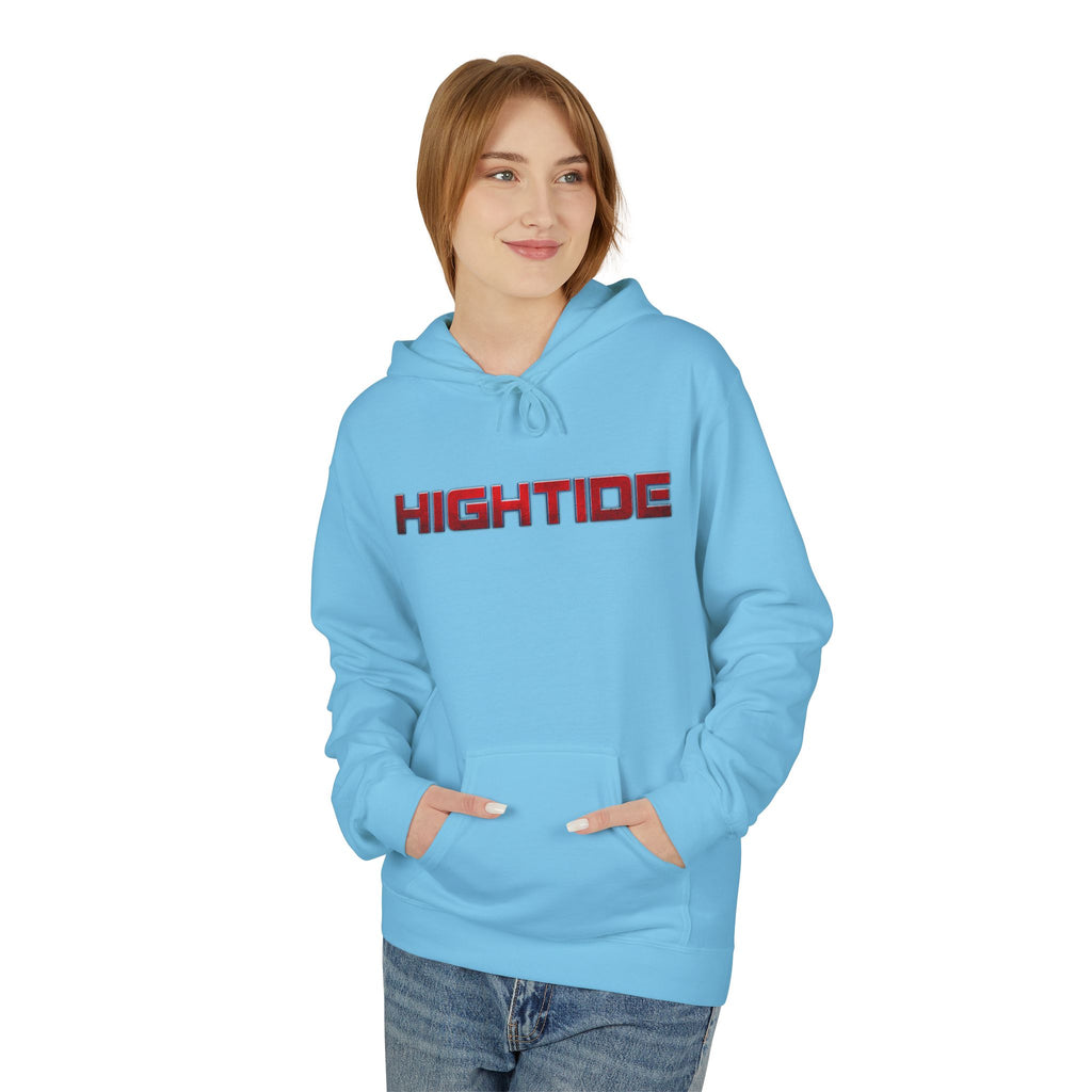 High Tide Unisex Fleece Hoodie, Cozy Beachwear, Casual Comfort, Gift for Surfers, Summer Vibes, Beach Party Essential