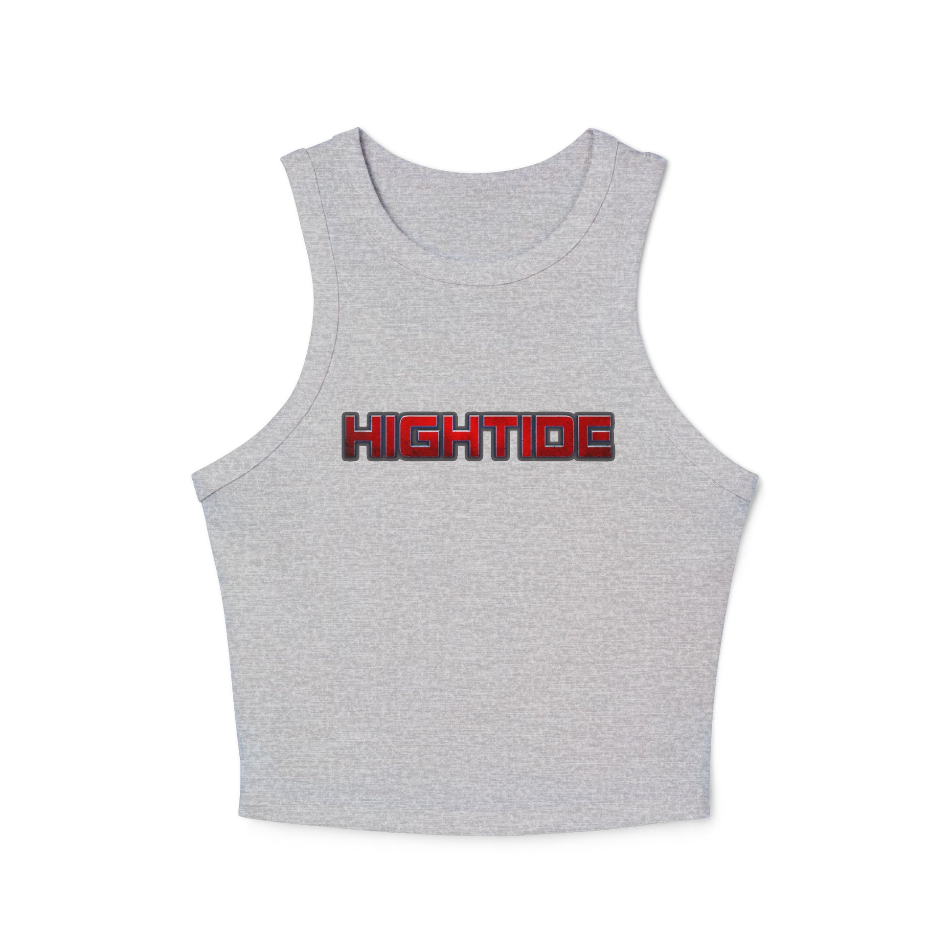 Chic Women's Racer Tank Top – Casual Summer Crop, Hightide Graphic Tee, Beachwear, Workout Top, Festival Style