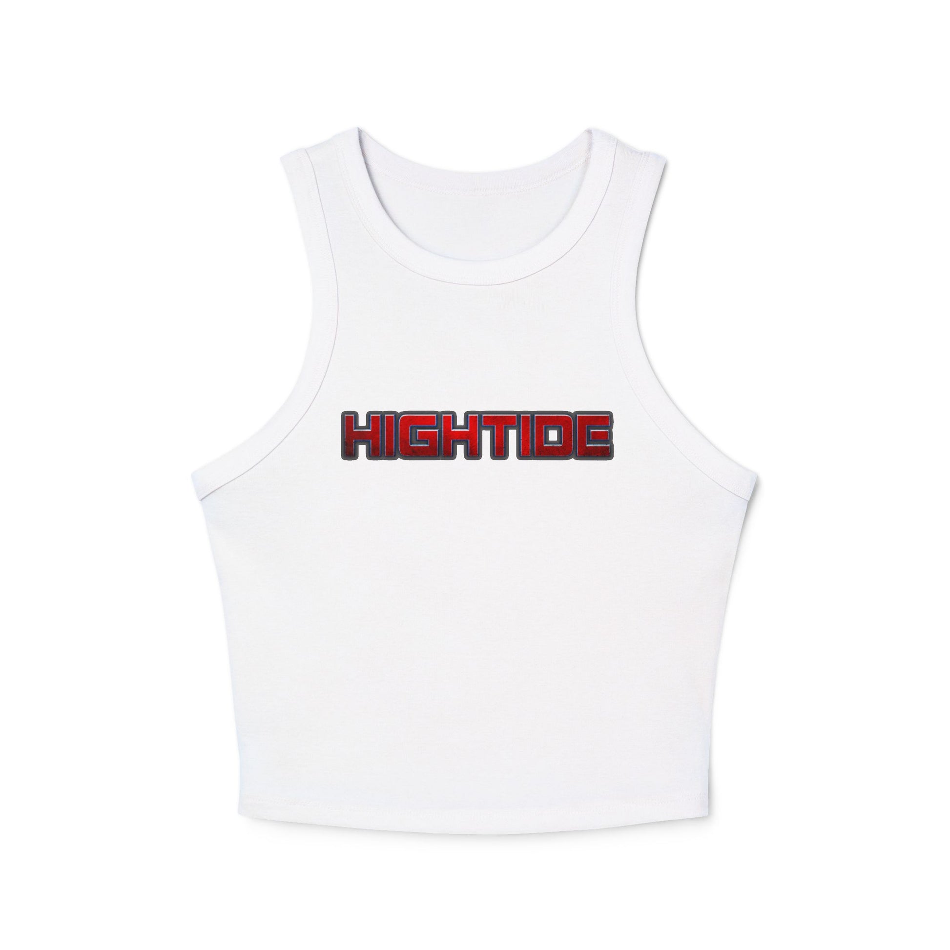 Chic Women's Racer Tank Top – Casual Summer Crop, Hightide Graphic Tee, Beachwear, Workout Top, Festival Style