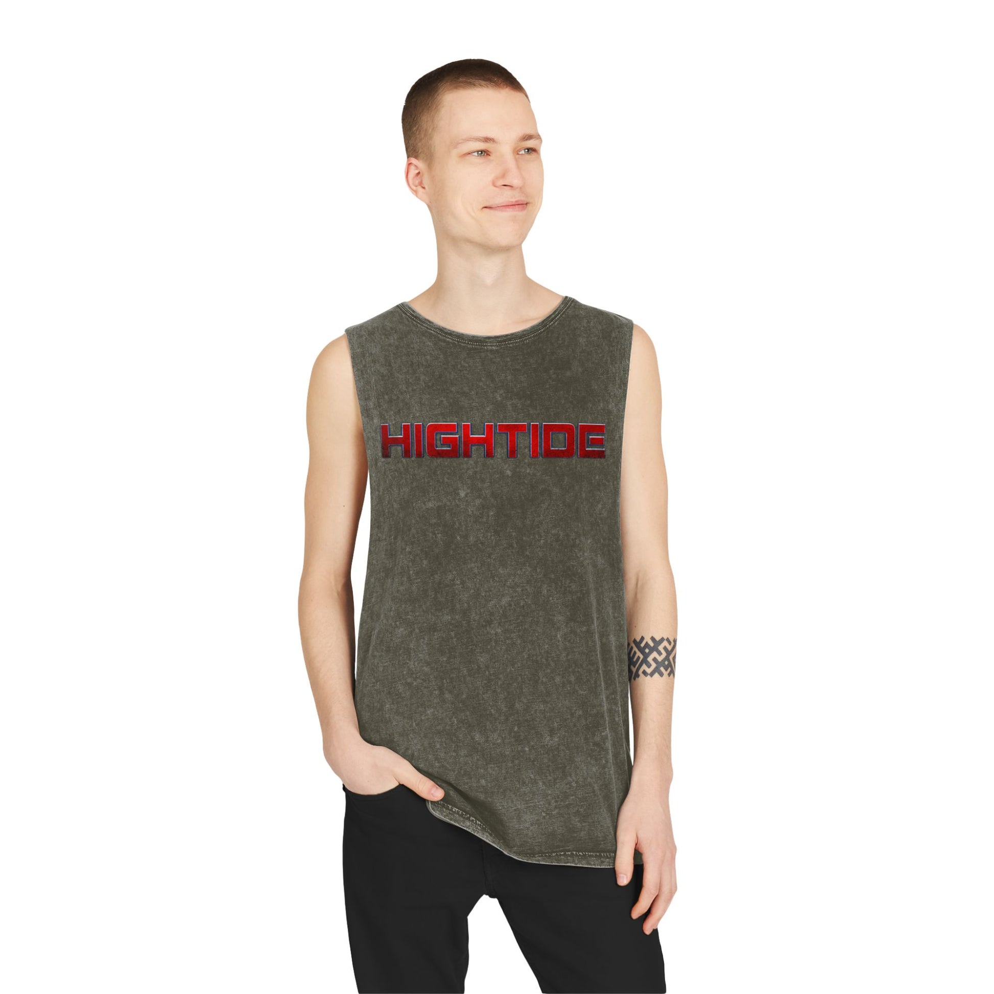 Vintage Stonewash Tank Top - Hightide Beachwear, Unisex Summer Tee, Casual Gym Shirt, Perfect for Vacations & Outdoor Activities