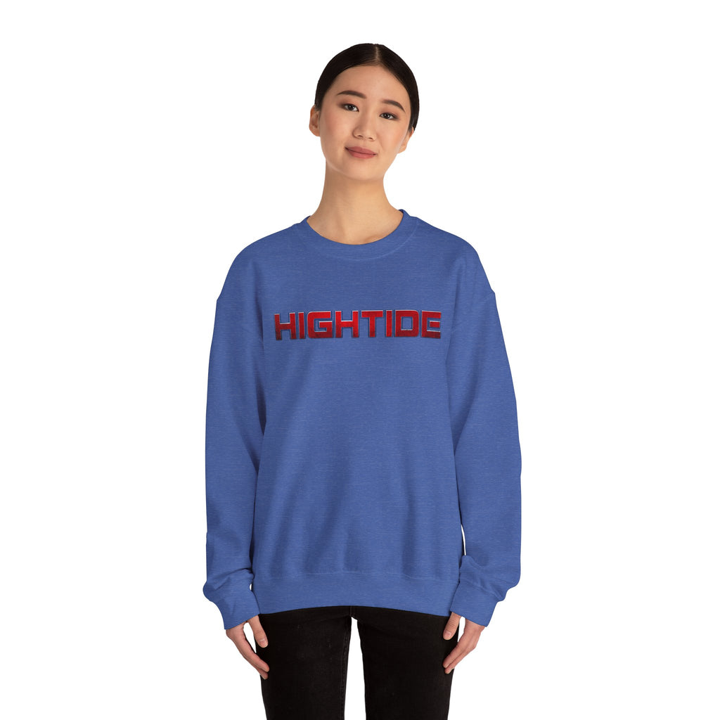 Cozy Unisex Crewneck Sweatshirt - HIGHTIDE Graphic, Beach Vibes, Gift for Him/Her, Casual Chic, Winter Layering