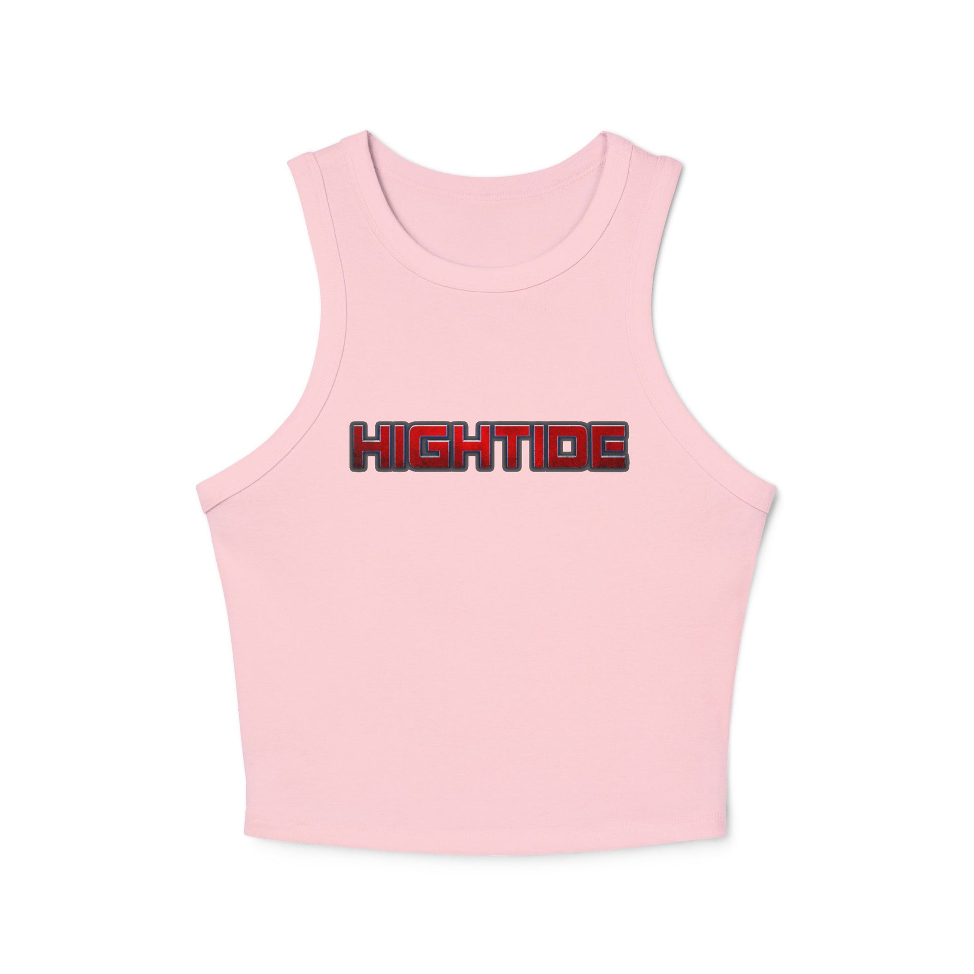 Chic Women's Racer Tank Top – Casual Summer Crop, Hightide Graphic Tee, Beachwear, Workout Top, Festival Style