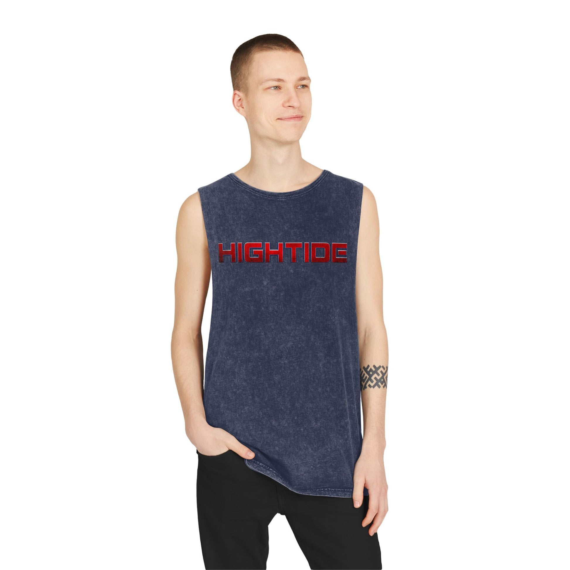 Vintage Stonewash Tank Top - Hightide Beachwear, Unisex Summer Tee, Casual Gym Shirt, Perfect for Vacations & Outdoor Activities