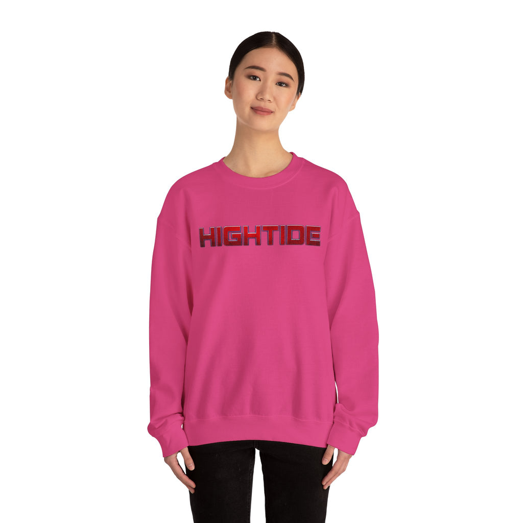 Cozy Unisex Crewneck Sweatshirt - HIGHTIDE Graphic, Beach Vibes, Gift for Him/Her, Casual Chic, Winter Layering