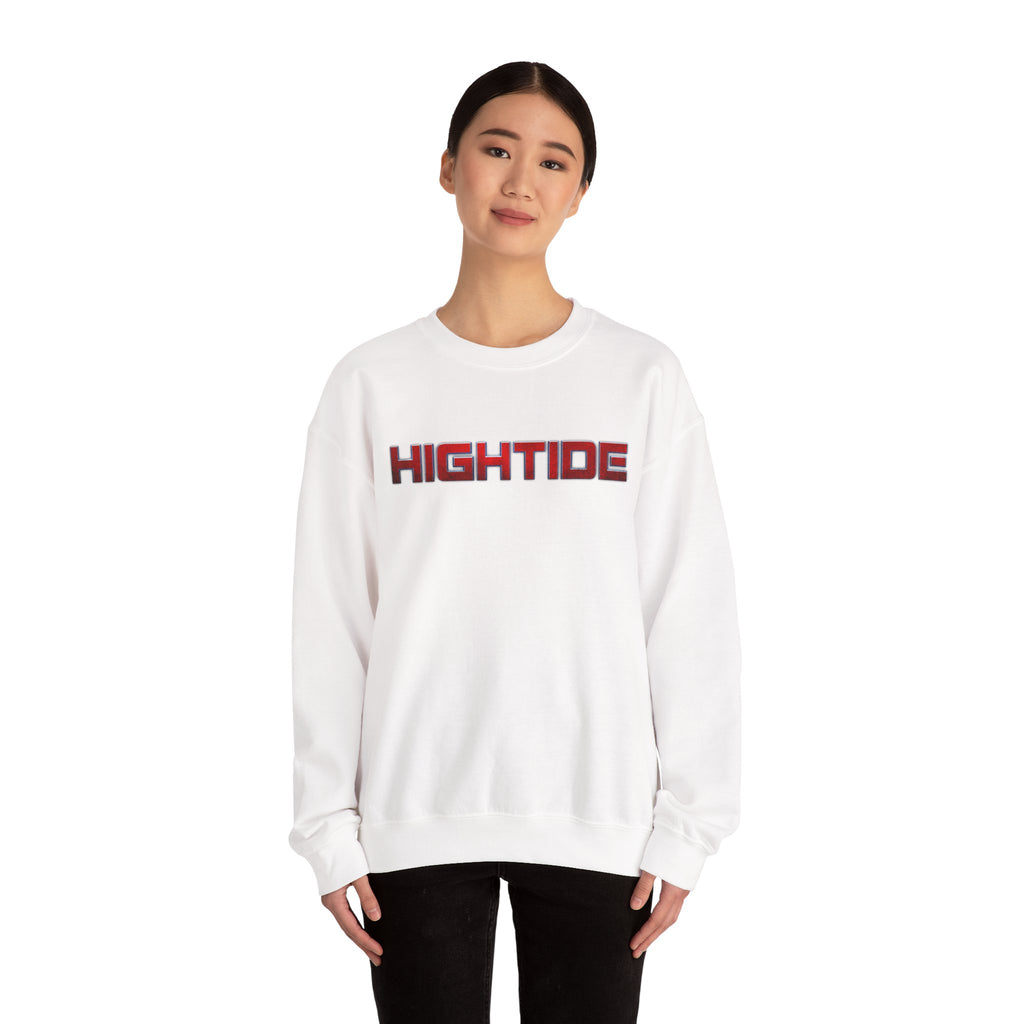 Cozy Unisex Crewneck Sweatshirt - HIGHTIDE Graphic, Beach Vibes, Gift for Him/Her, Casual Chic, Winter Layering
