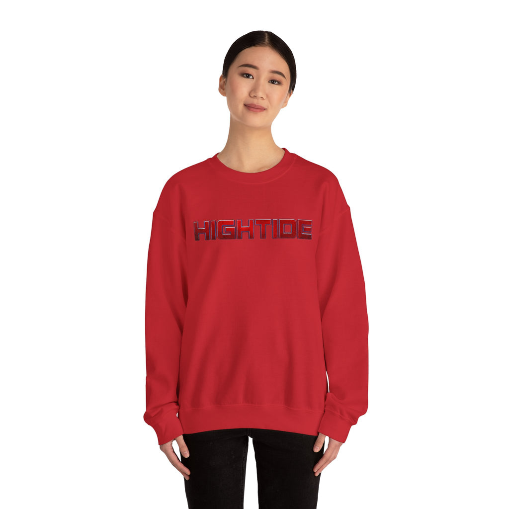Cozy Unisex Crewneck Sweatshirt - HIGHTIDE Graphic, Beach Vibes, Gift for Him/Her, Casual Chic, Winter Layering