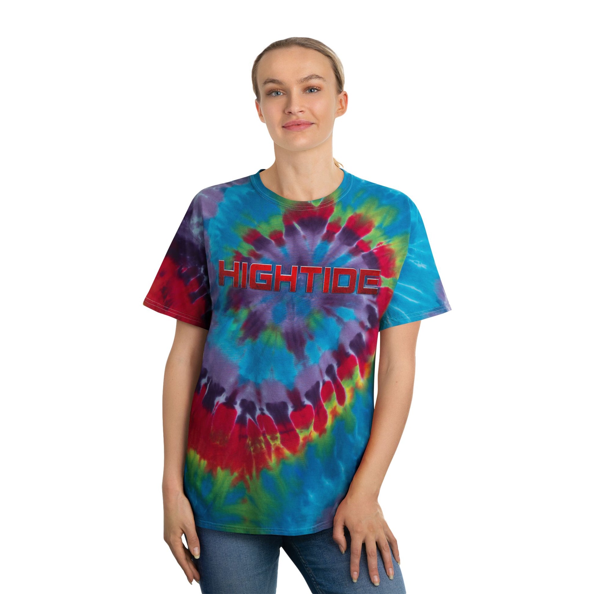 Spiral Tie-Dye Tee - HighTide, Bohemian Vibe Shirt, Summer Casual Wear, Festival Outfits, Colorful Graphic Tee, Vintage Beach Style