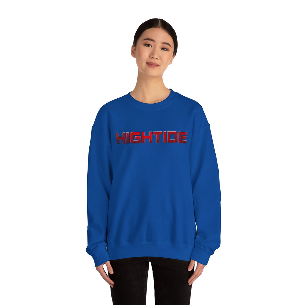 Cozy Unisex Crewneck Sweatshirt - HIGHTIDE Graphic, Beach Vibes, Gift for Him/Her, Casual Chic, Winter Layering